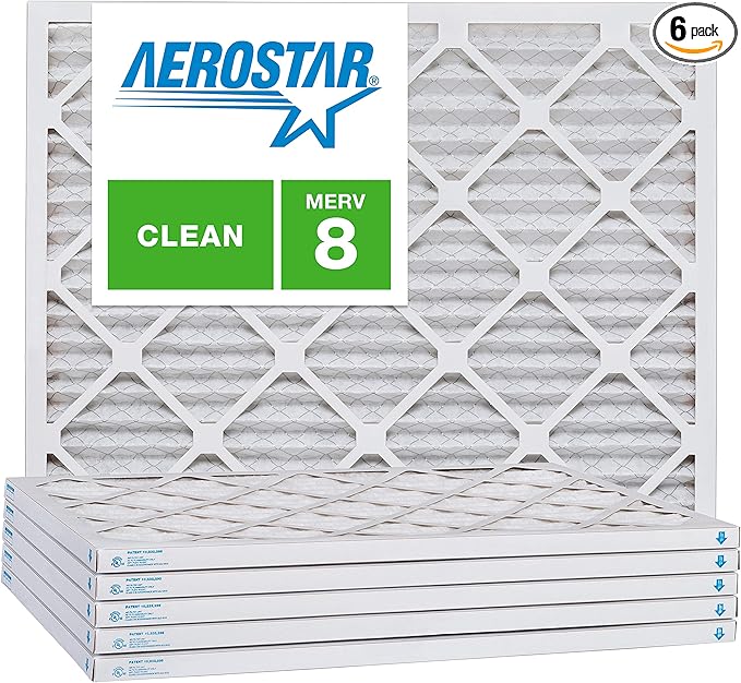 Aerostar 10x20x1 MERV 8, Pleated Air Filter, 10x20x1, Box of 6, Made in the USA