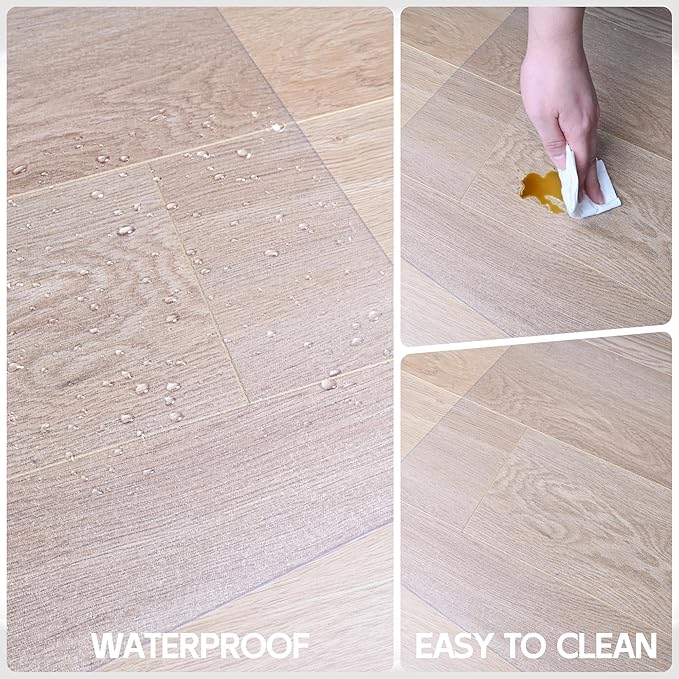Office Chair Mat for Hardwood Floor, 48” x 40” Crystal Clear Hard Floor Chair Mat, Transparent Floor Protector Mat Flat Without Curling