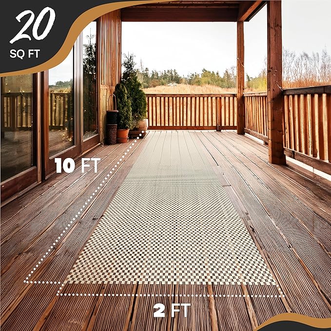 Nevlers 2 x 10 Ft Non Slip Rug Pad | Open Weave PVC Anti Skid Rug Gripper for Hardwood Floors & Other Surfaces | Non-Slip Pads for Under Rugs | Under Carpet Non Slip Pad | Customizable Carpet Gripper